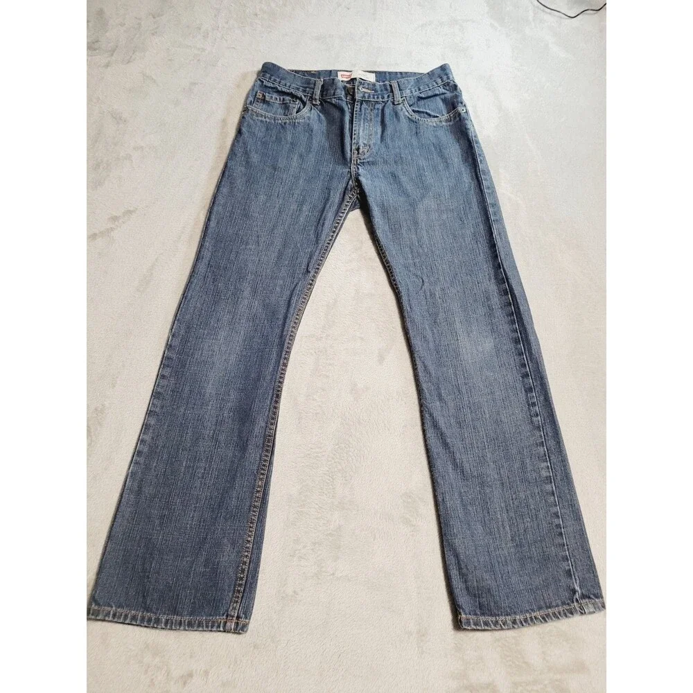 Levi's 505 Regular Fit Straight Leg Denim Jeans Dark Blue Wash Size 30x30